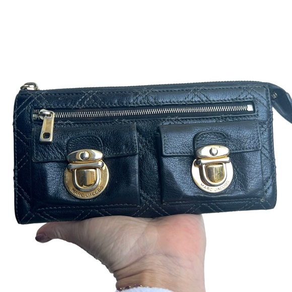 Marc Jacobs blue leather quilted vintage Y2K wallet clutch - Picture 1 of 11